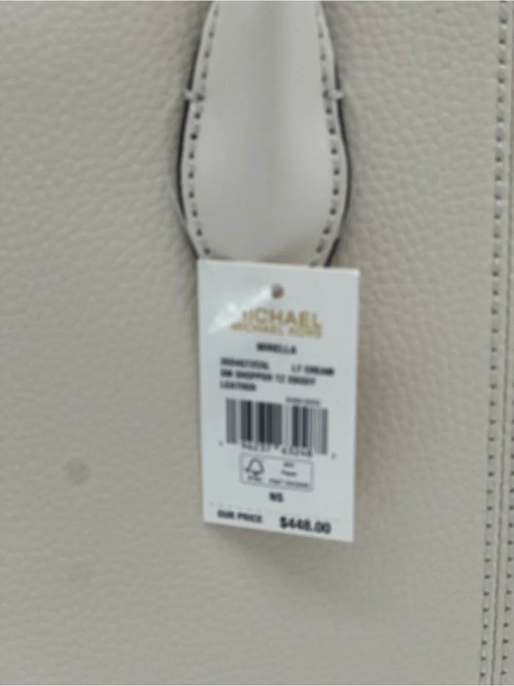 Michael Kors Cream Pebbled Leather Satchel with Logo Strap
